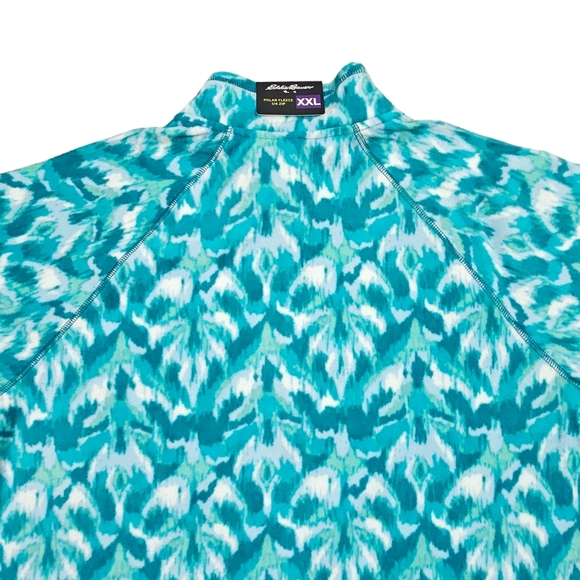 NEW Eddie Baurer Women's 1/4 Zip Pullover Teal/Aqua/White Polar Fleece - Picture 8 of 13
